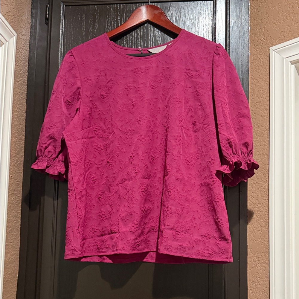 Ted Baker London Magenta Ruffle Sleeve Blouse